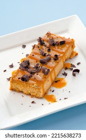 Dessert Dulce De Leche Cheesecake Served In A Dish Isolated On Background Side View Of Fastfood