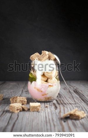 Similar – Foto Bild Joghurt Granola und Kiwi Parfait