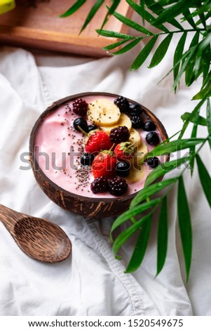 Similar – Image, Stock Photo Wild berries smoothie bowls