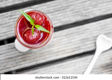 Dessert Panna Cotta With Stawberry Jam