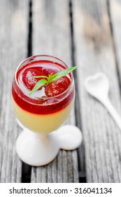 Dessert Panna Cotta With Stawberry Jam