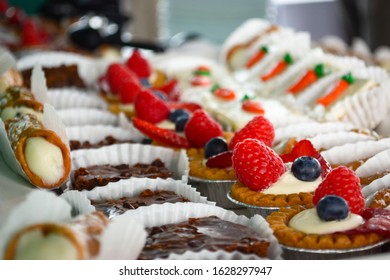 Dessert spread on a table.