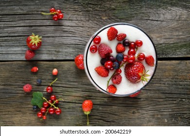 dessert with summer fruits
