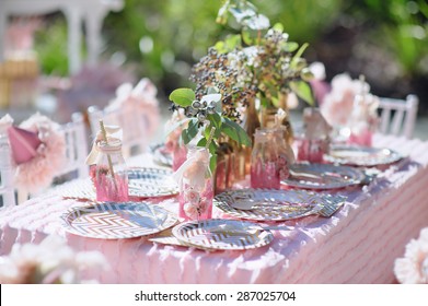 Dessert Table With Cakes Decorated For A Kids Outdoor Party