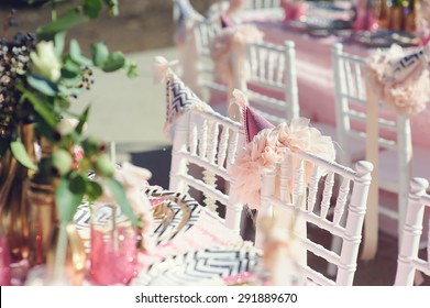 Dessert Table With Cakes Decorated For A Kids Outdoor Party