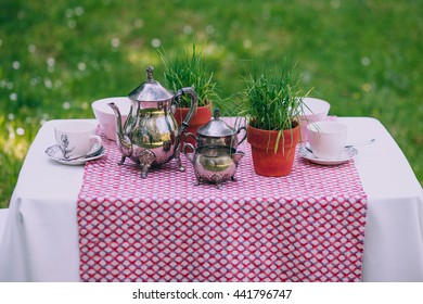 Dessert Table With Tea Decorated For A Kids Outdoor Party