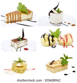 desserts cheesecake with a rum cake and baked apple