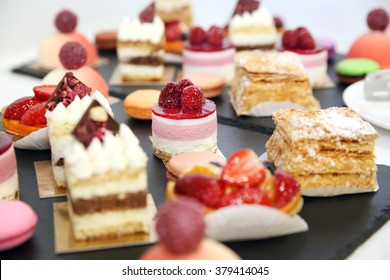 desserts with fruits, mousse, biscuits - Shutterstock ID 379414045