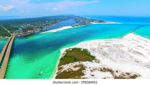 Destin. Redneck Beach. Florida. Panama City. Bridge Aerial View. Eglin Beach Park