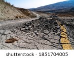 Destroyed asphalt road, earthquake consequences