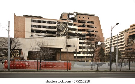 Destroyed Building On Nemanjina Street In Belgrade. Serbia 