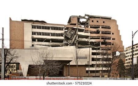 Destroyed Building On Nemanjina Street In Belgrade. Serbia 