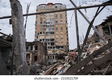 Destroyed and Burned Buildings of Kharkiv After russian Missiles 