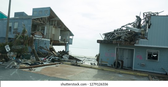 Destroyed Condo With Walls Torn Off Showing Rooms Inside House In The Aftermath Of Hurricane Michael In Mexico Beach Florida