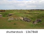 Destroyed German bunker complex at Pointe Du Hoc - attacked by Allied forces during the invasion of Normandy on D-Day during WW2.