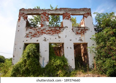 Destroyed House As War Aftermath. The Croatian War Of Independence Was Fought From 1991 To 1995