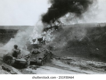 Destroyed Soviet Tanks At Junourcia, During The German Invasion Of The USSR (Russia). Summer 1941, During World War 2.