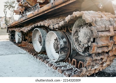 Destroyed Tank T 72 In The War Of Russia Against Ukraine, 2022