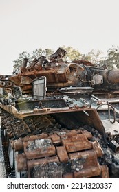 Destroyed Tank T 72 In The War Of Russia Against Ukraine, 2022