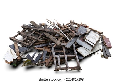 Destroyed Wood Debris Left Behind 