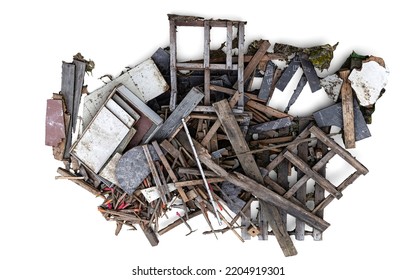 Destroyed Wood Debris Left Behind 