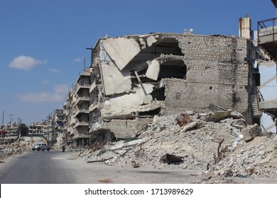 Destruction Caused By The War In The Syrian City Of Aleppo