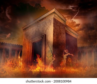 destruction of holy Jewish temple in ancient history, mourning day tish b'av 9'th day in av - Shutterstock ID 2008100984