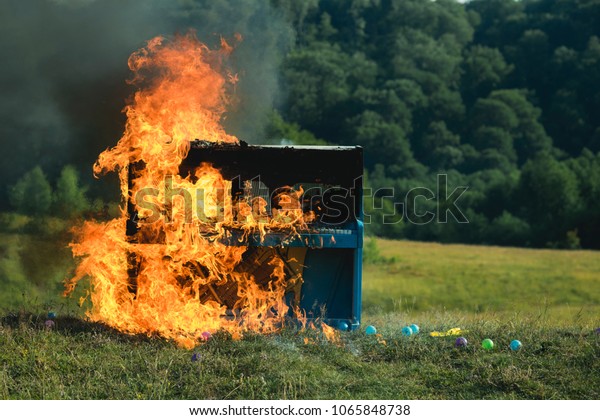 Destruction Rock Concert Jazz Fireplace Destruction Stock Photo