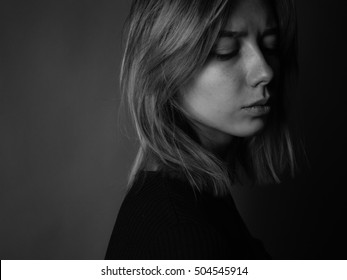 Detachment Young Woman Black White Portrait Stock Photo 504545914 ...