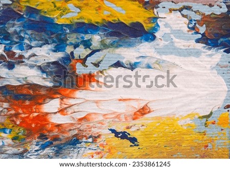 detail of abstract impressionist artwork - brush strokes of oil painting on canvas - colorful palette texture background