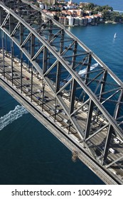 Detail Aerial View Of Sydney Harbour Bridge In Sydney, Australia.