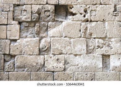 Detail Of An Ancient Stone Wall In Kyrenia, North Cyprus