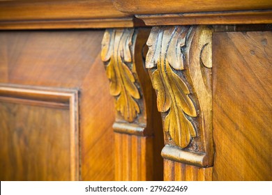 Detail Of An Antique Italian Furniture Just Restored