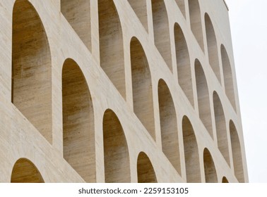Detail of the arches of the Palazzo della Civiltà Italiana, also known as the Colosseo Quadrato (