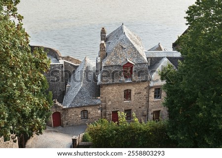Detail of the architecture of Mont Saint-Michel in Normandy, France