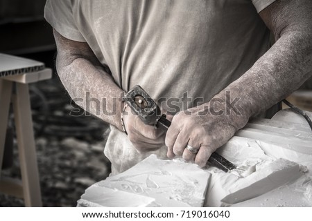 Similar – Foto Bild Nahaufnahme eines Mannes beim Schleifen eines Holzstuhls