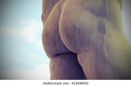 Detail Of The Ass Of The Statue Of Marble With White Buttocks