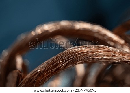 Detail of a bare copper cable.