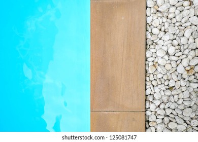 Detail Of Beautiful Swimming Pool Edge, A Top View Of Beautiful Swimming Pool Material Detail And Decoration Design 