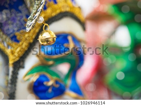 Detail ( Bell ) of a traditional Venetian mask.