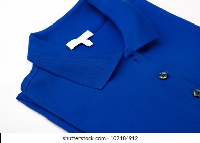 Detail Of A Blue Polo Shirt.