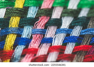 Detail of braid of colored sewing threads