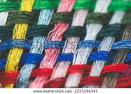 Detail of braid of colored sewing threads