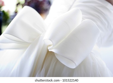 Detail of bridal dress from back