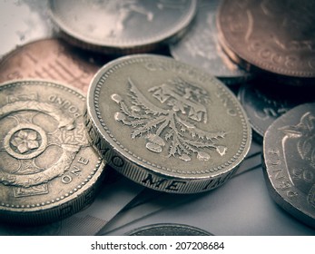 Detail Of British Pound GBP Coins Money