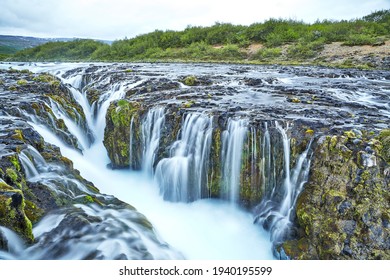 Detail of Bruarfoss waterfall in Iceland 