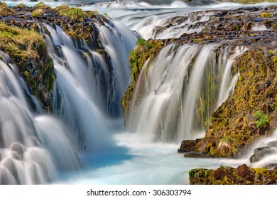 Detail of the Bruarfoss waterfall in Iceland