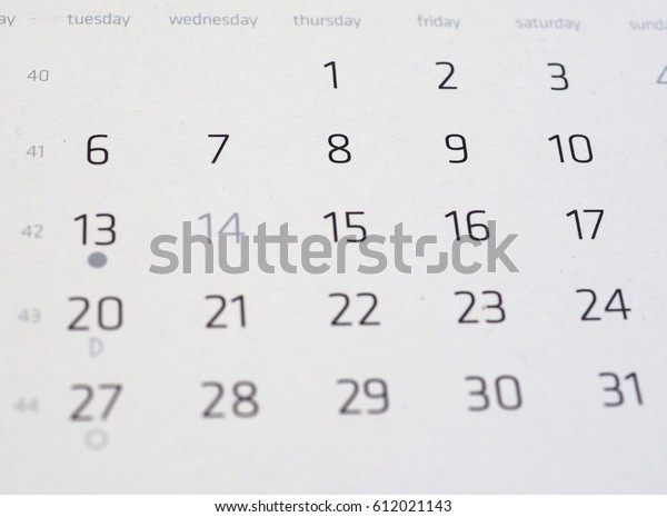 Detail Calendar Page Dates Stock Photo (Edit Now) 612021143