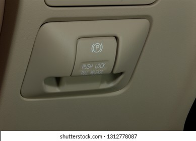 Detail In A Car With Electric Parking Brake Button