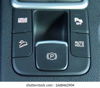 Detail In A Car With Electric Parking Brake Button